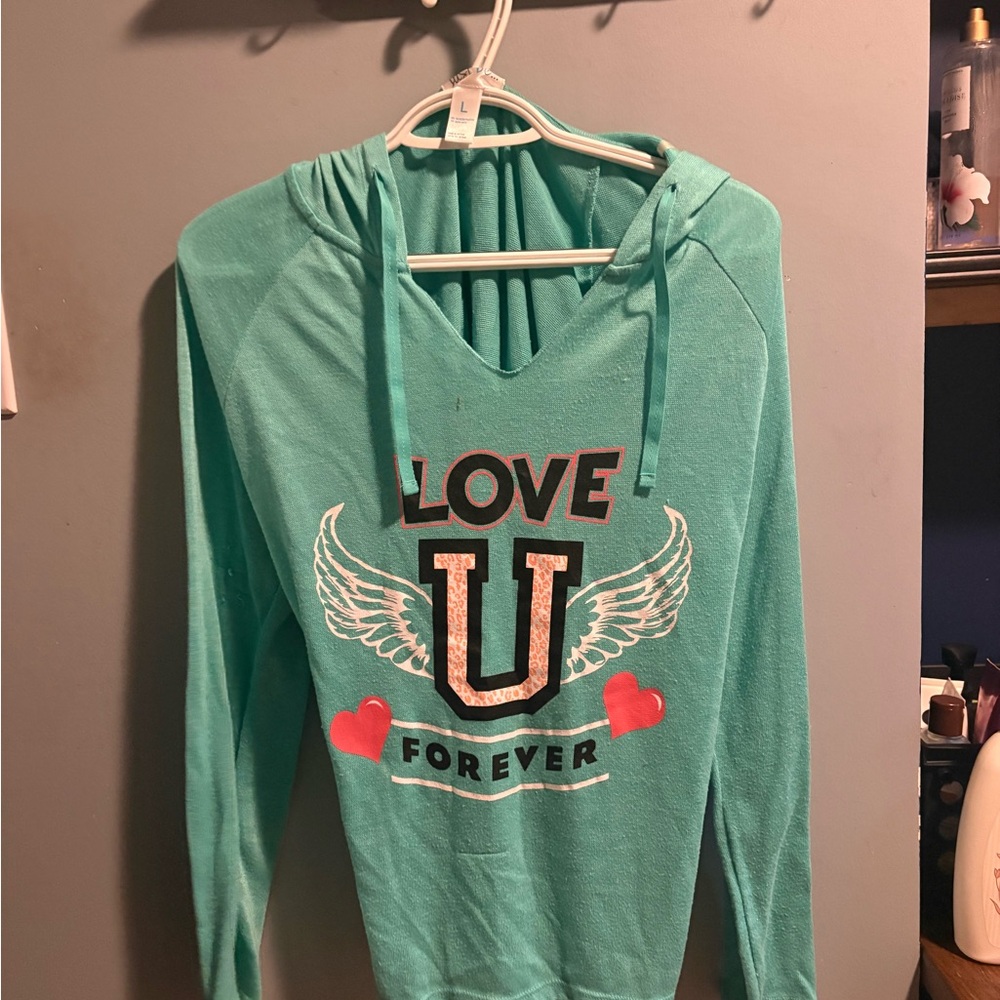 Teal Love U Forever Hoodie